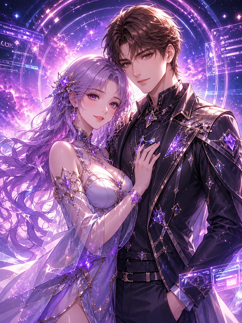 AI anime couple image for a first meeting story branch