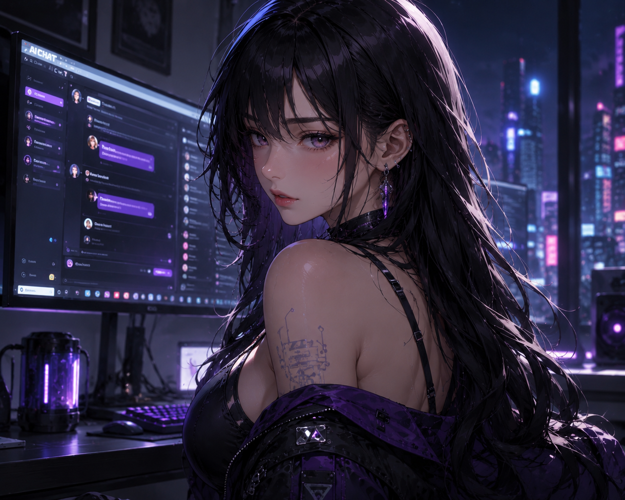 Fictional adult AI character portrait for a Janitor AI pricing guide