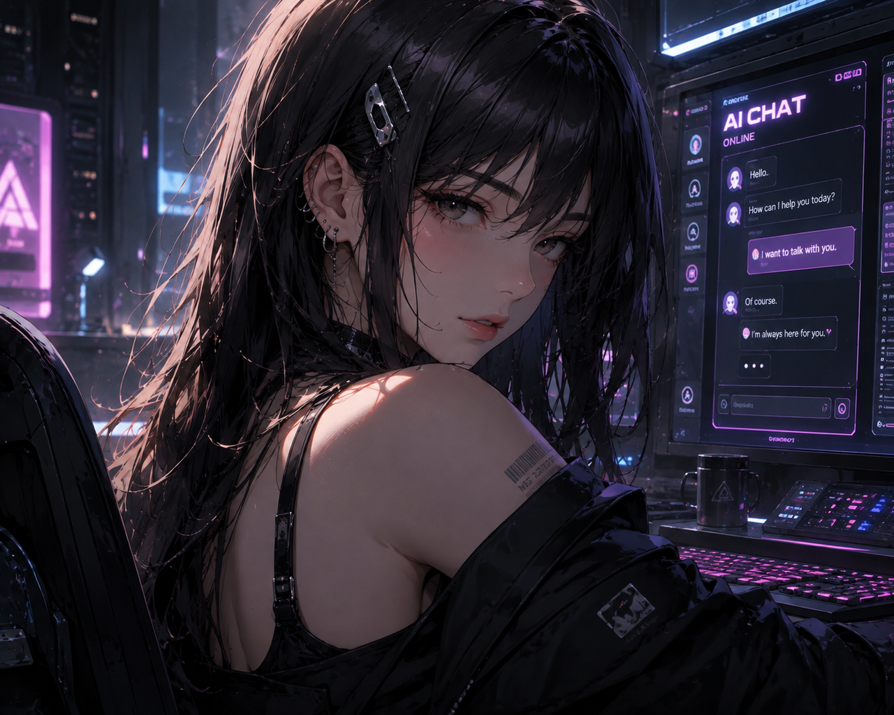 Fictional adult AI character portrait for a Janitor AI alternatives guide